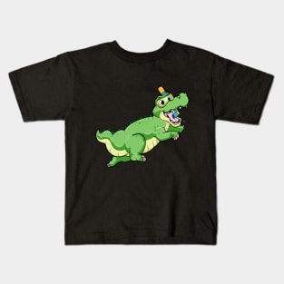 Dinosaur at Swimming with Diving goggles Kids T-Shirt